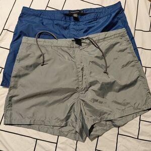 2 Pairs of Club Monaco Swim Trunks with Elastic Waistband Size M Blue / Gray